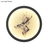Led Elk Deer Acrylic Wall Mounted Light - Contemporary Style White Circular Design