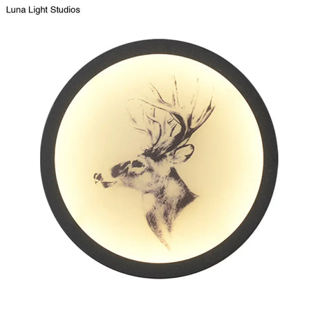 Led Elk Deer Acrylic Wall Mounted Light - Contemporary Style White Circular Design