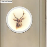 Led Elk Deer Acrylic Wall Mounted Light - Contemporary Style White Circular Design
