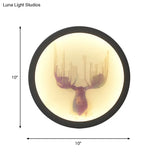 Led Elk Deer Acrylic Wall Mounted Light - Contemporary Style White Circular Design