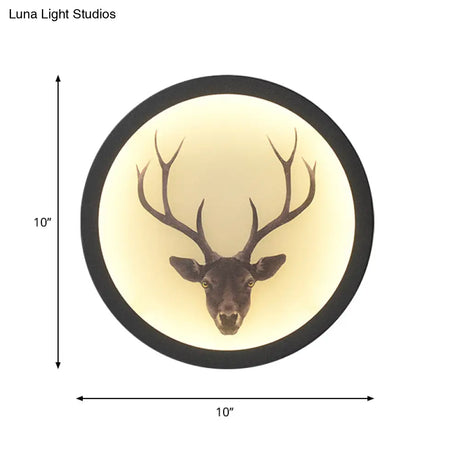 Led Elk Deer Acrylic Wall Mounted Light - Contemporary Style White Circular Design