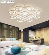 Led Flower Acrylic Ceiling Flush Light - 12 Head White Fixture With Warm/White Perfect For Bedroom