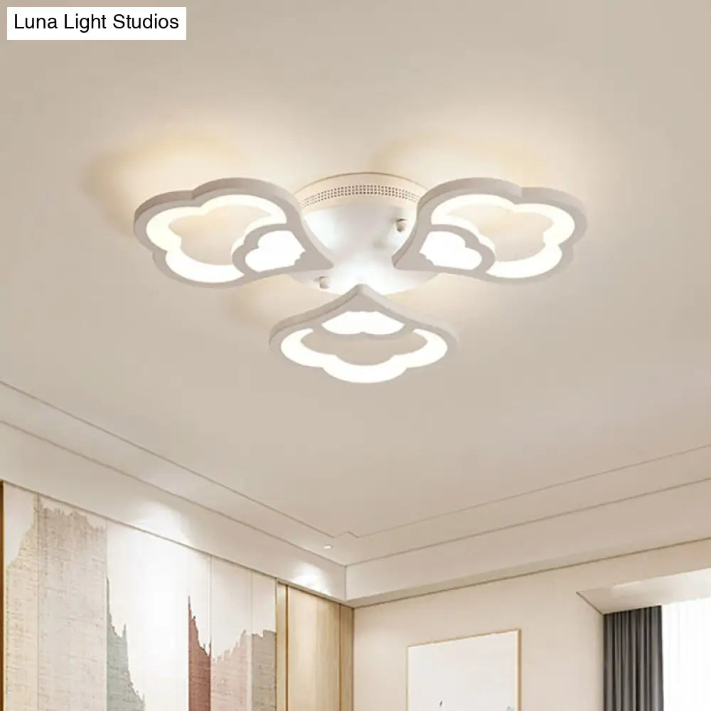 Led Flower Acrylic Ceiling Flush Light - 12 Head White Fixture With Warm/White Perfect For Bedroom
