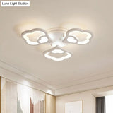 Led Flower Acrylic Ceiling Flush Light - 12 Head White Fixture With Warm/White Perfect For Bedroom