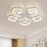Led Flower Acrylic Ceiling Flush Light - 12 Head White Fixture With Warm/White Perfect For Bedroom