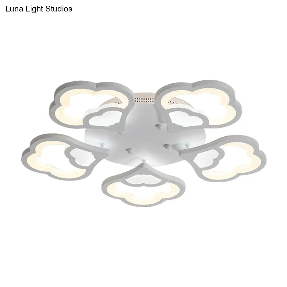 Led Flower Acrylic Ceiling Flush Light - 12 Head White Fixture With Warm/White Perfect For Bedroom