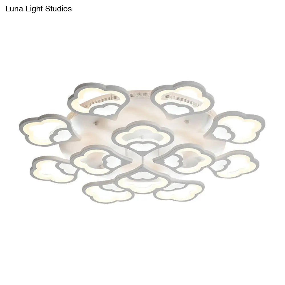Led Flower Acrylic Ceiling Flush Light - 12 Head White Fixture With Warm/White Perfect For Bedroom