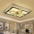 Led Flush Mount Ceiling Lamp With Clear Crystal Stainless Steel Frame - Ideal For Living Room