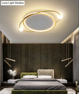 Led Flush Mount Ceiling Light - Contemporary Gold Ring Design Acrylic Close To Fixture