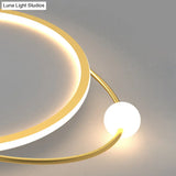 Led Flush Mount Ceiling Light - Contemporary Gold Ring Design Acrylic Close To Fixture