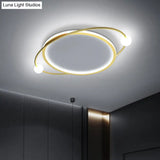 Led Flush Mount Ceiling Light - Contemporary Gold Ring Design Acrylic Close To Fixture