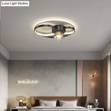 Led Flush Mount Ceiling Light Fixture - Modern Black Round Close To Lighting With Metal Shade