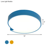 Led Flush Mount Ceiling Light With Minimalist Acrylic Shade And Blue/Yellow Finish