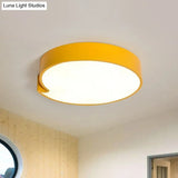 Led Flush Mount Ceiling Light With Minimalist Acrylic Shade And Blue/Yellow Finish