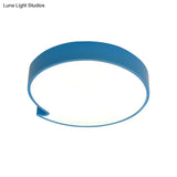 Led Flush Mount Ceiling Light With Minimalist Acrylic Shade And Blue/Yellow Finish