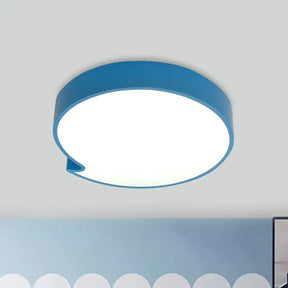 Led Flush Mount Ceiling Light With Minimalist Acrylic Shade And Blue/Yellow Finish Blue