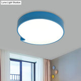 Led Flush Mount Ceiling Light With Minimalist Acrylic Shade And Blue/Yellow Finish
