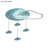 Led Flush Mount Kids Bedroom Ceiling Lamp With Drape In Pink/Blue – Star Cloud And Loving Heart