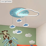 Led Flush Mount Kids Bedroom Ceiling Lamp With Drape In Pink/Blue – Star Cloud And Loving Heart