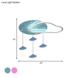 Led Flush Mount Kids Bedroom Ceiling Lamp With Drape In Pink/Blue – Star Cloud And Loving Heart