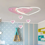 Led Flush Mount Kids Bedroom Ceiling Lamp With Drape In Pink/Blue – Star Cloud And Loving Heart