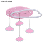 Led Flush Mount Kids Bedroom Ceiling Lamp With Drape In Pink/Blue – Star Cloud And Loving Heart