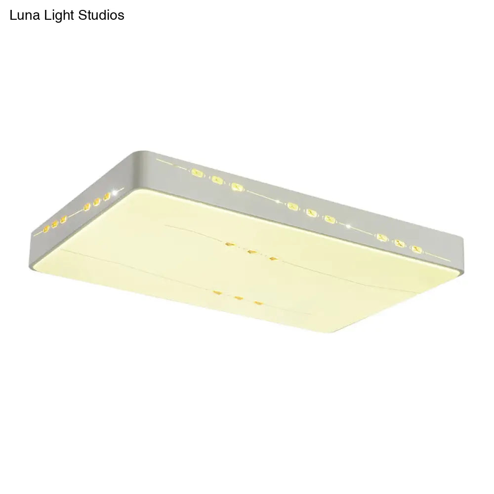 Led Flush Mount Light With Crystal Accent White Simple Style - Rectangle/Square/Round Design