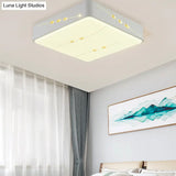 Led Flush Mount Light With Crystal Accent White Simple Style - Rectangle/Square/Round Design