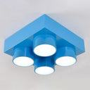 Led Flush Mount Metallic Children’s Ceiling Light For Toy Brick Kindergarten Blue / 15.5’