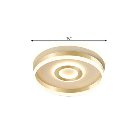 Led Gold Metallic Hoop Flush Mount Lamp In Warm/White Light 16/19.5 Wide