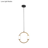 Led Hanging Pendant With White Glass Cylinder Shade And Brass Design – Simple Style