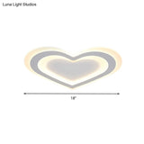 Led Heart Flush Mount Ceiling Light For Baby Game Room - Modern And Simple Design In White Acrylic