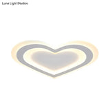 Led Heart Flush Mount Ceiling Light For Baby Game Room - Modern And Simple Design In White Acrylic