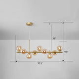 Led Island Pendant Light: Postmodern Glass Bubble Lamp For Dining Room 9 / Gold Cognac