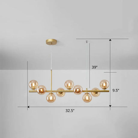Led Island Pendant Light: Postmodern Glass Bubble Lamp For Dining Room 9 / Gold Cognac