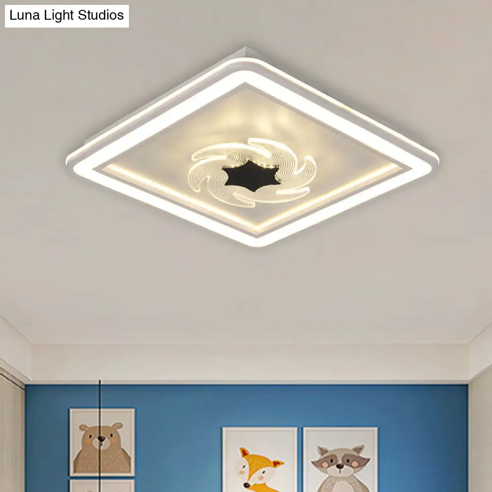 Led Kids Bedroom Ceiling Light With Whimsical Windmill/Flower Design - Black/White