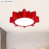 Led Kindergarten Ceiling Light With Sun Acrylic Shade In Red/Yellow/Blue Colors