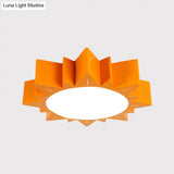 Led Kindergarten Ceiling Light With Sun Acrylic Shade In Red/Yellow/Blue Colors