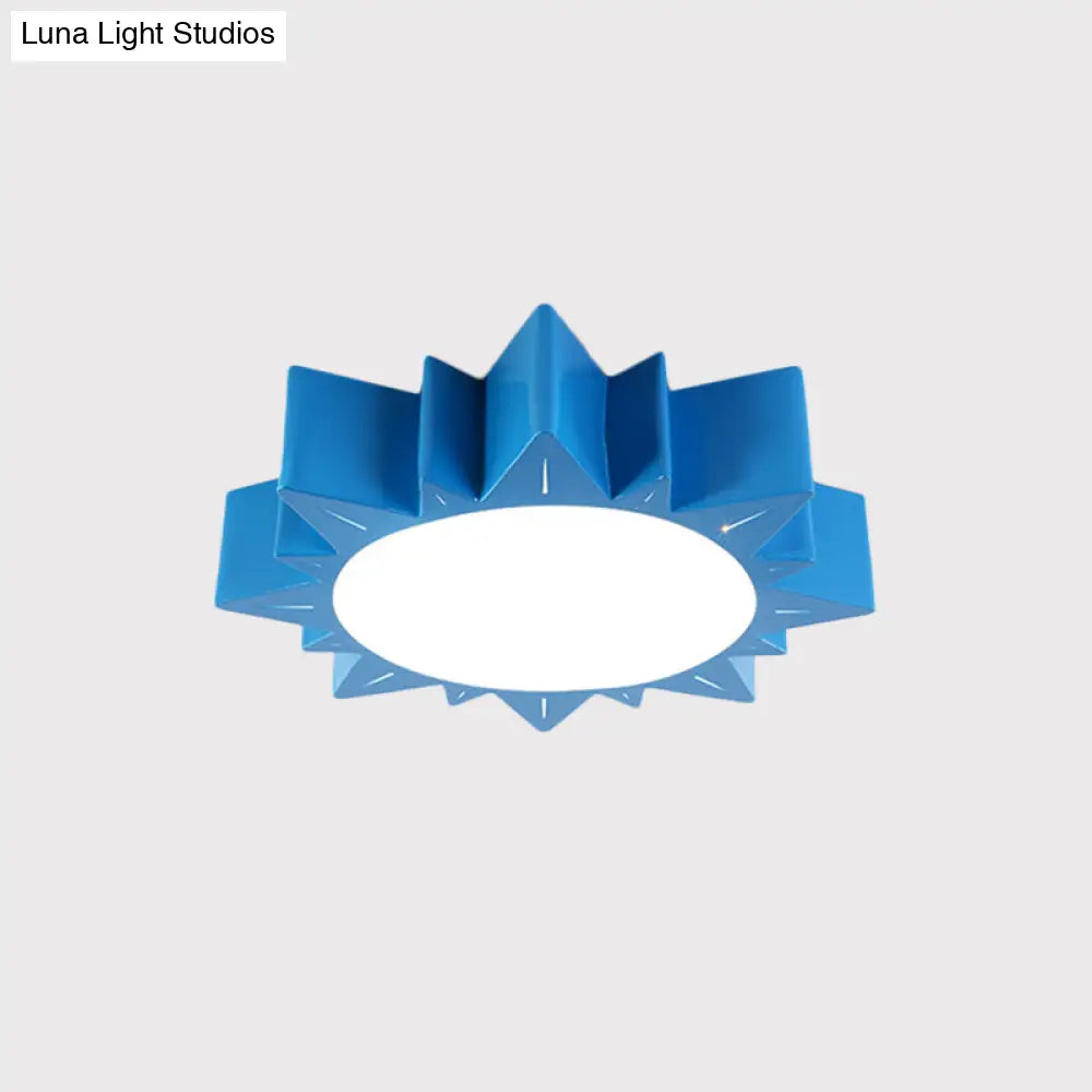 Led Kindergarten Ceiling Light With Sun Acrylic Shade In Red/Yellow/Blue Colors