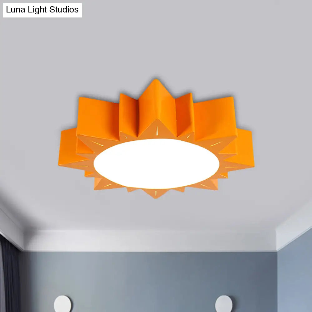 Led Kindergarten Ceiling Light With Sun Acrylic Shade In Red/Yellow/Blue Colors
