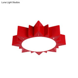 Led Kindergarten Ceiling Light With Sun Acrylic Shade In Red/Yellow/Blue Colors