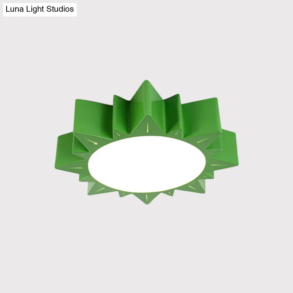 Led Kindergarten Ceiling Light With Sun Acrylic Shade In Red/Yellow/Blue Colors
