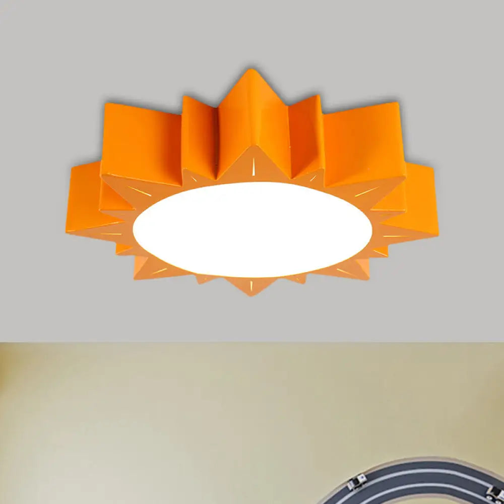 Led Kindergarten Ceiling Light With Sun Acrylic Shade In Red/Yellow/Blue Colors Yellow