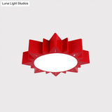 Led Kindergarten Ceiling Light With Sun Acrylic Shade In Red/Yellow/Blue Colors