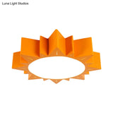 Led Kindergarten Ceiling Light With Sun Acrylic Shade In Red/Yellow/Blue Colors