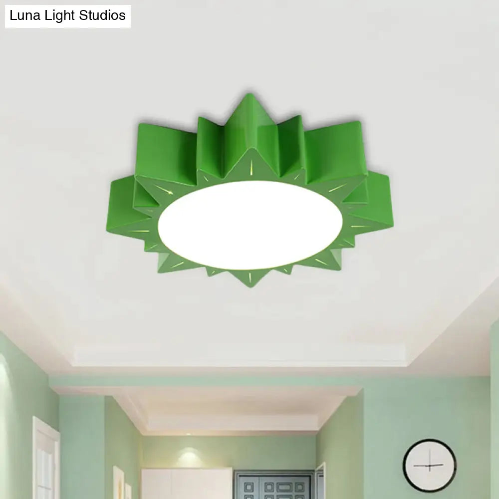 Led Kindergarten Ceiling Light With Sun Acrylic Shade In Red/Yellow/Blue Colors