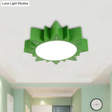 Led Kindergarten Ceiling Light With Sun Acrylic Shade In Red/Yellow/Blue Colors
