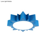 Led Kindergarten Ceiling Light With Sun Acrylic Shade In Red/Yellow/Blue Colors