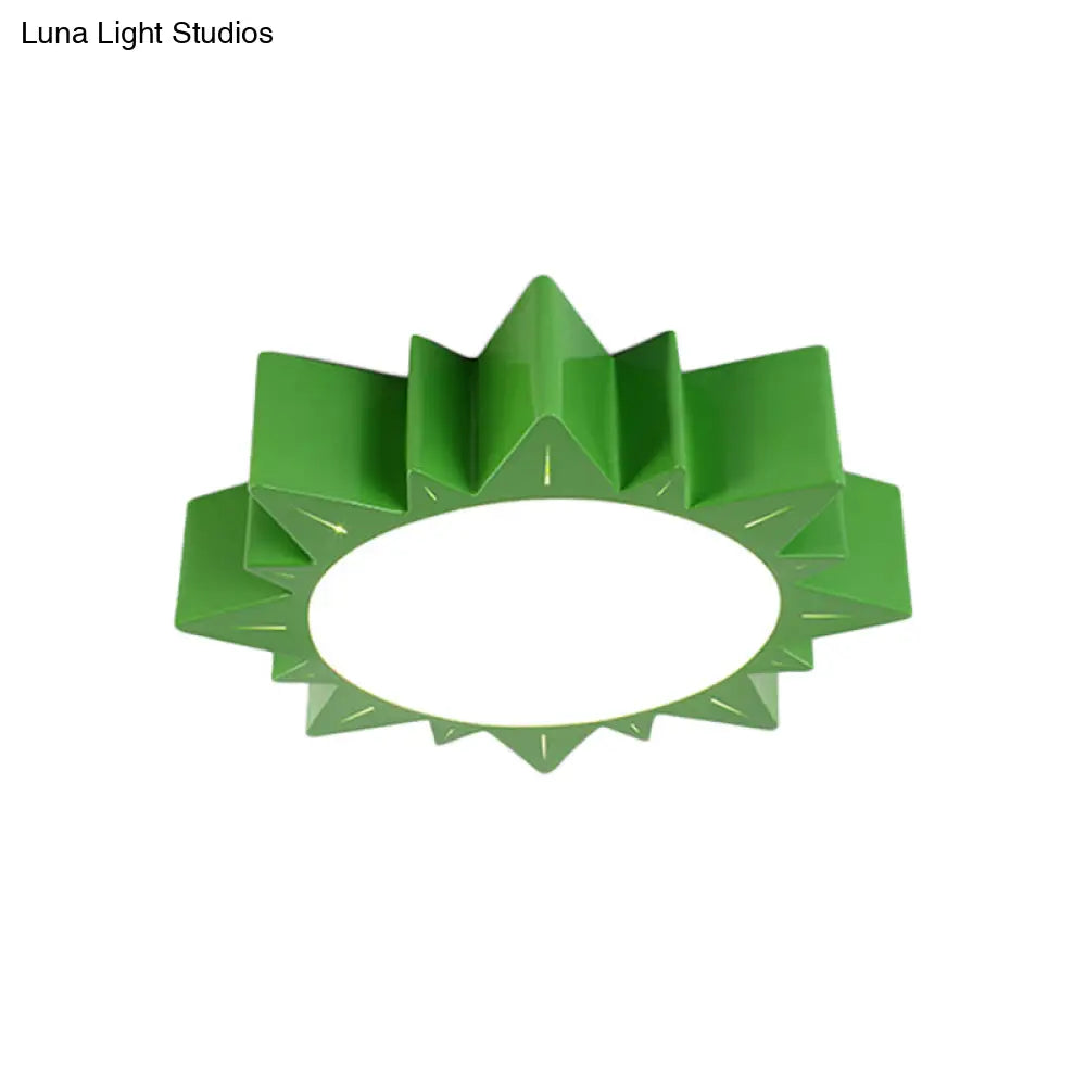 Led Kindergarten Ceiling Light With Sun Acrylic Shade In Red/Yellow/Blue Colors