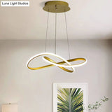 Led Line Chandelier - Modern Minimalist Style White Acrylic Shade Irregular Curved Dining Room